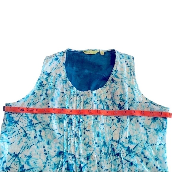 Noi Blue Print Sleeveless Dress with Ruffle Hem Large - Picture 8 of 10